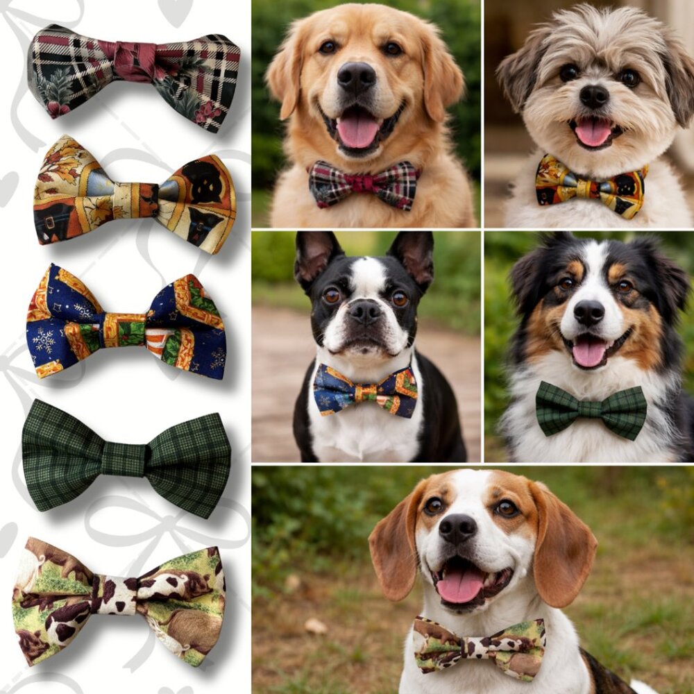 Handmade Dog Bow Tie – Stylish & Unique 🐾 Lot of 5 bows